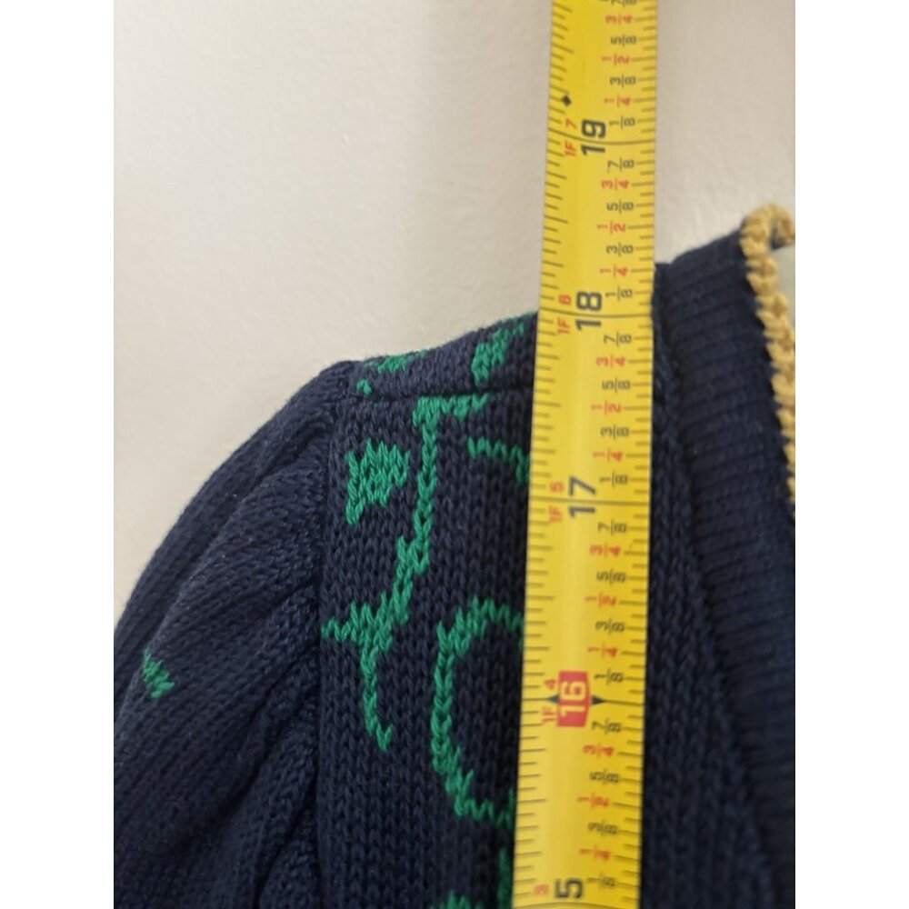 Vintage Blue Green Knit Wrap Sweater Cropped Fit Deep V Puff Sleeves Union Small - Picture 6 of 12